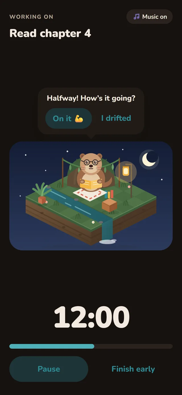 Pip reading beside you at night, asking how it's going